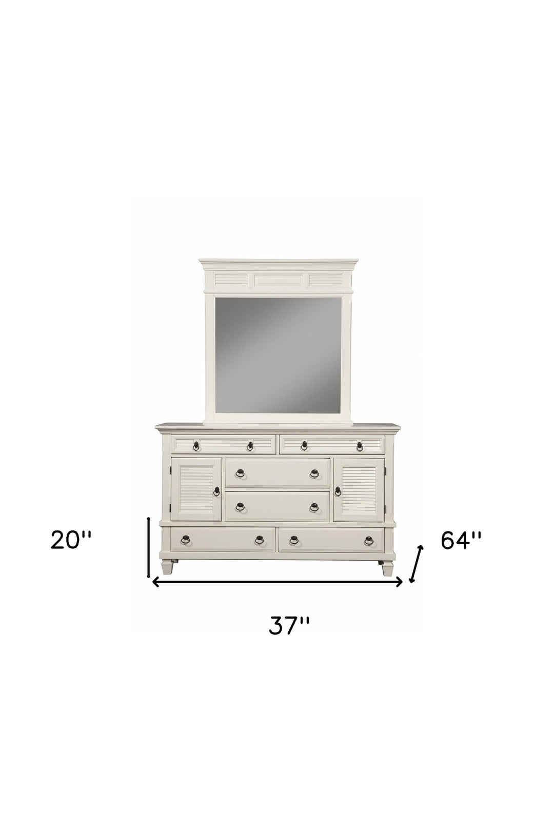 62" White Solid Wood Six Drawer Double Dresser