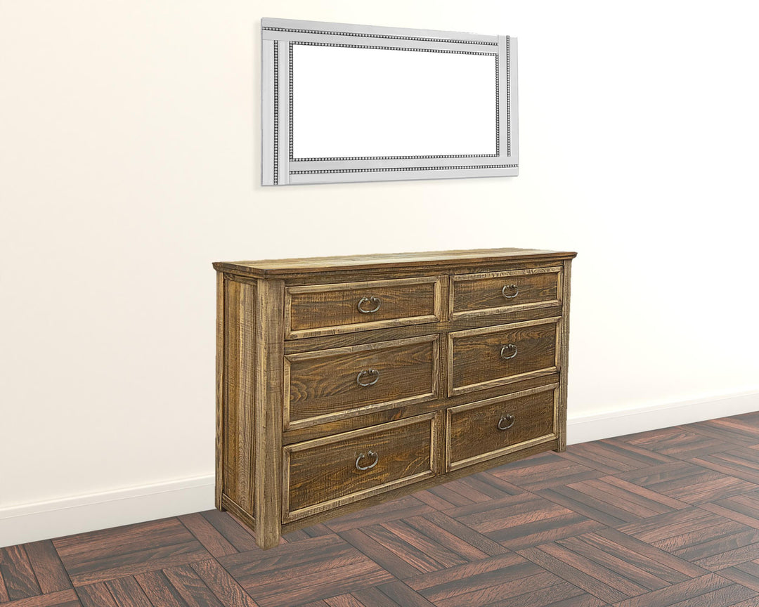 67" Natural Solid Wood Six Drawer Double Dresser