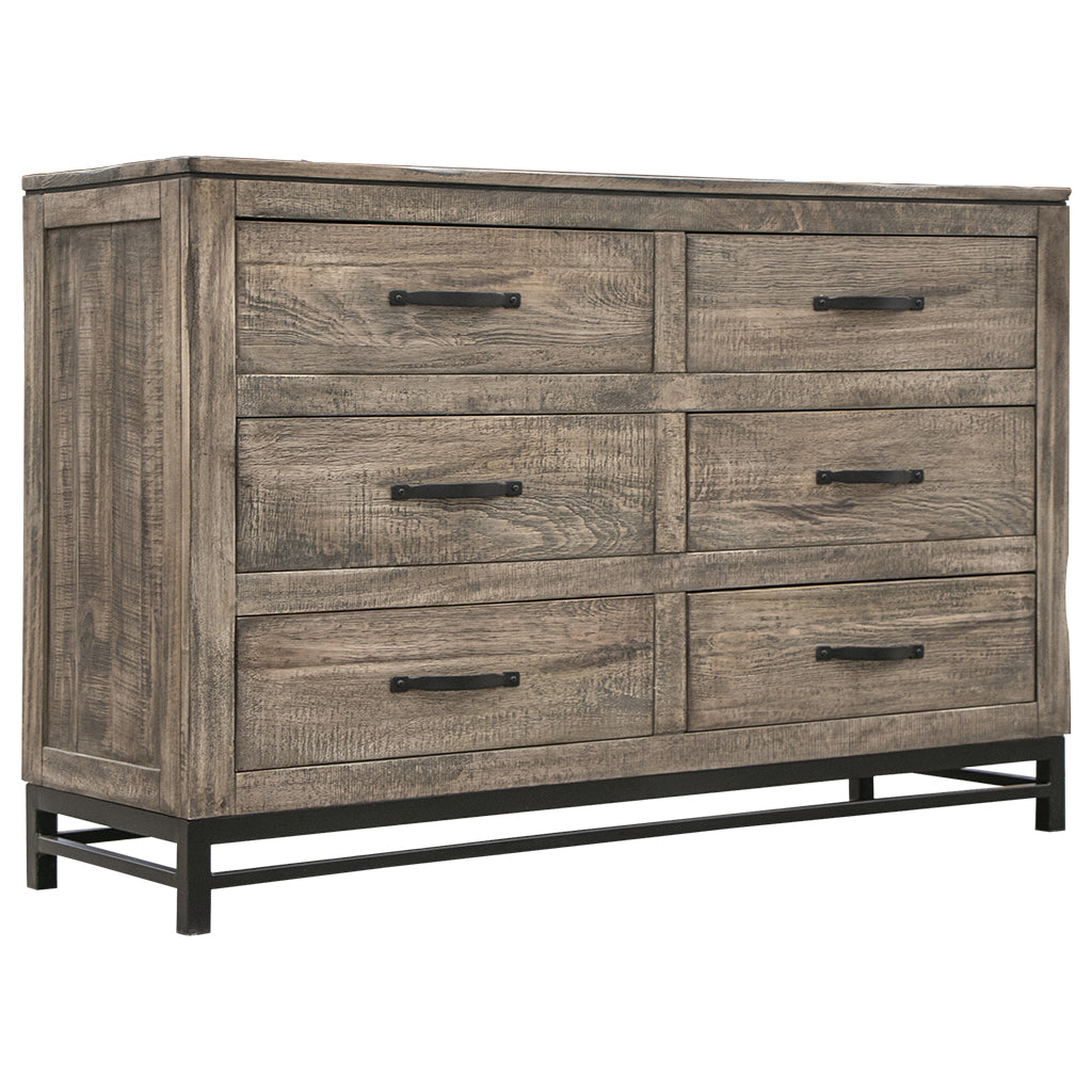 56" Brown Solid Wood Six Drawer Double Dresser