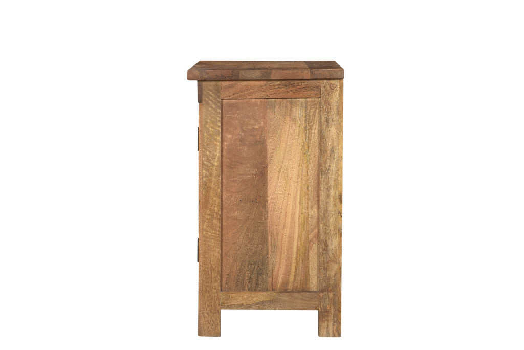 28" Brown Starburst Geometric Solid Wood Nightstand