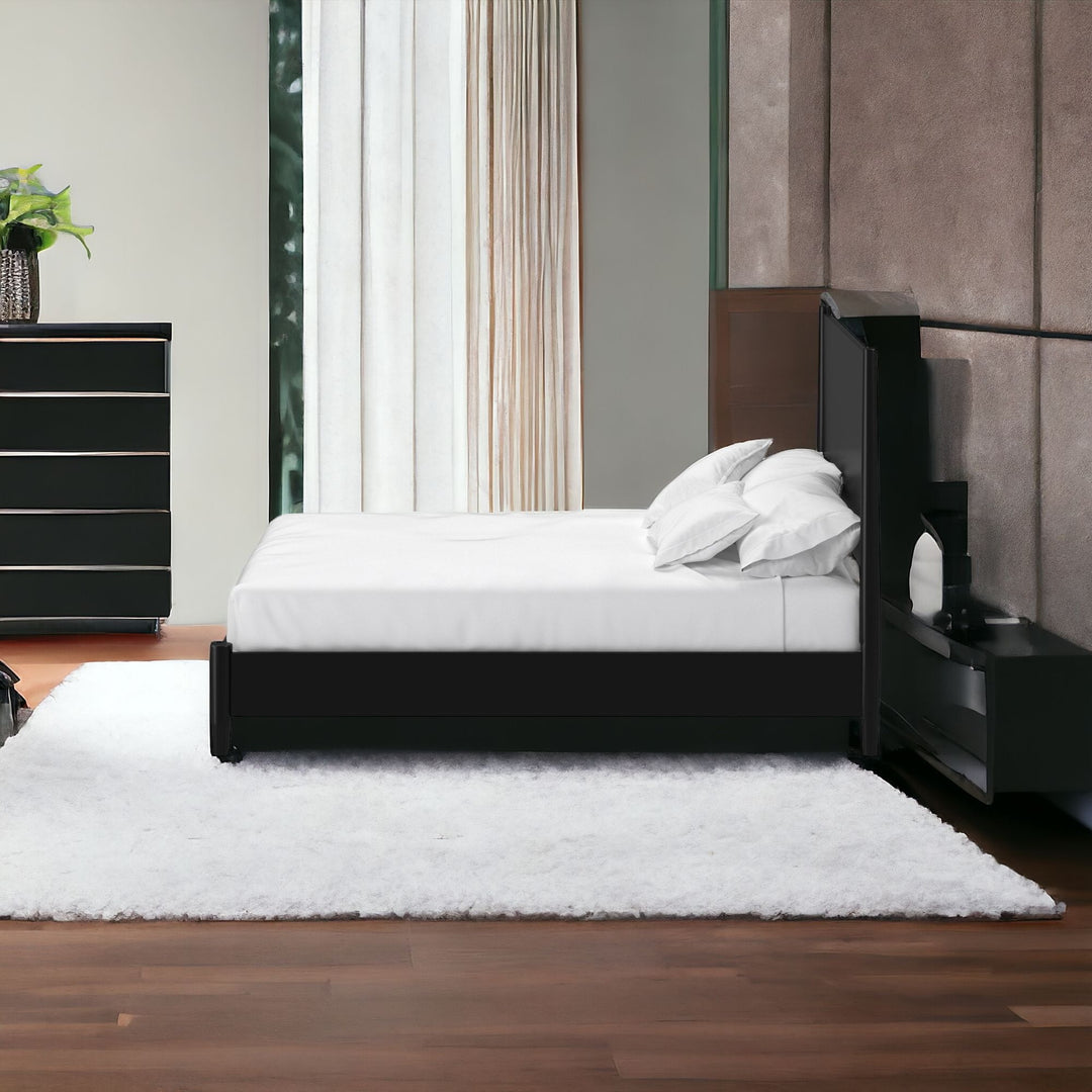 Black Solid and Manufactured Wood California King Bed