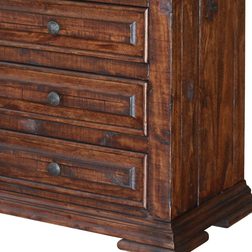 32" Brown Three Drawer Nightstand