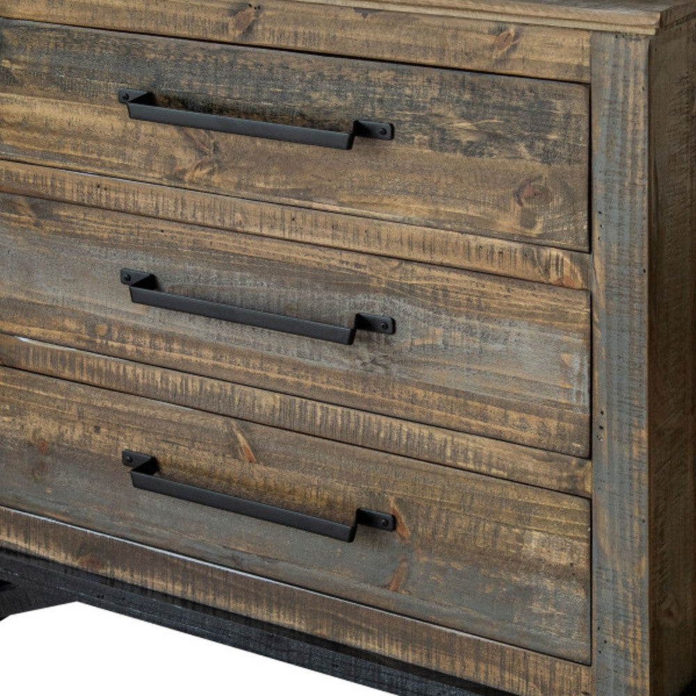 37" Gray Solid Wood Three Drawer Chest