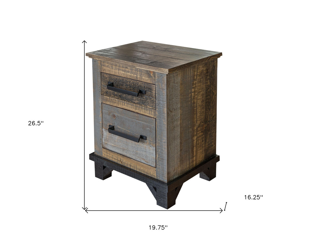 27" Brown Two Drawer Nightstand