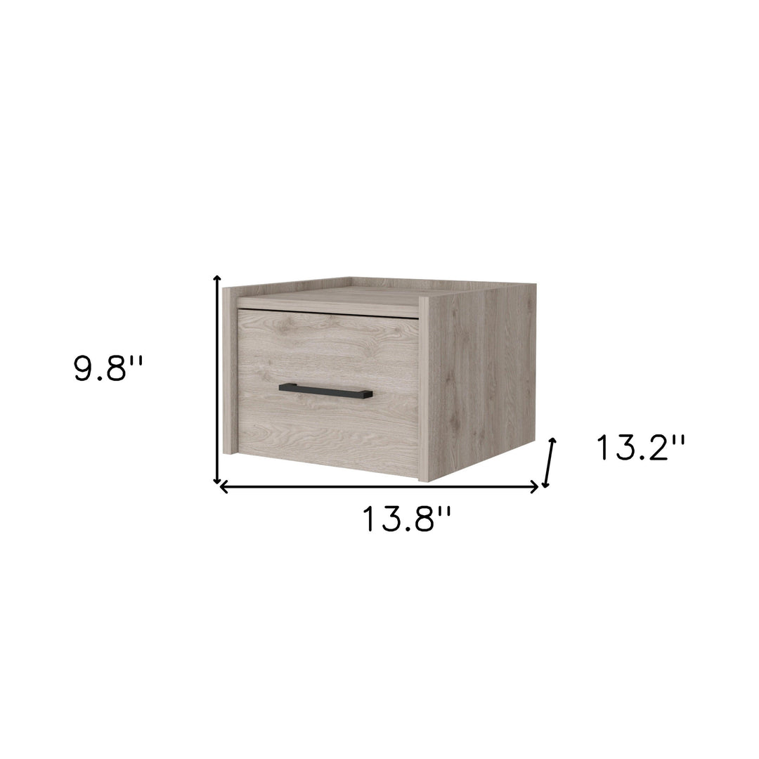 10" Gray One Drawer Faux Wood Floating Nightstand