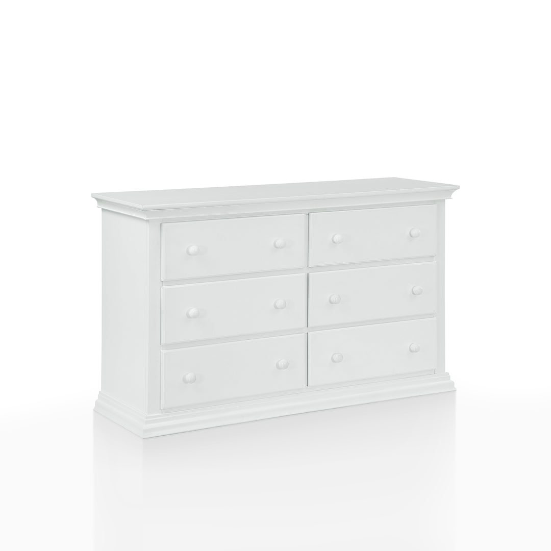 56" White Solid and Manufactured Wood Six Drawer Double Dresser