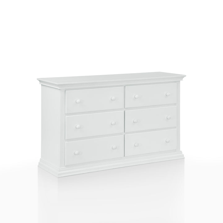 56" White Solid and Manufactured Wood Six Drawer Double Dresser