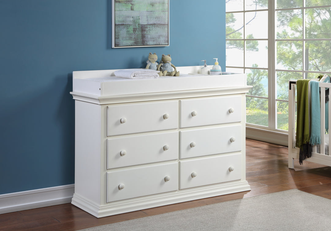 56" White Solid and Manufactured Wood Six Drawer Double Dresser