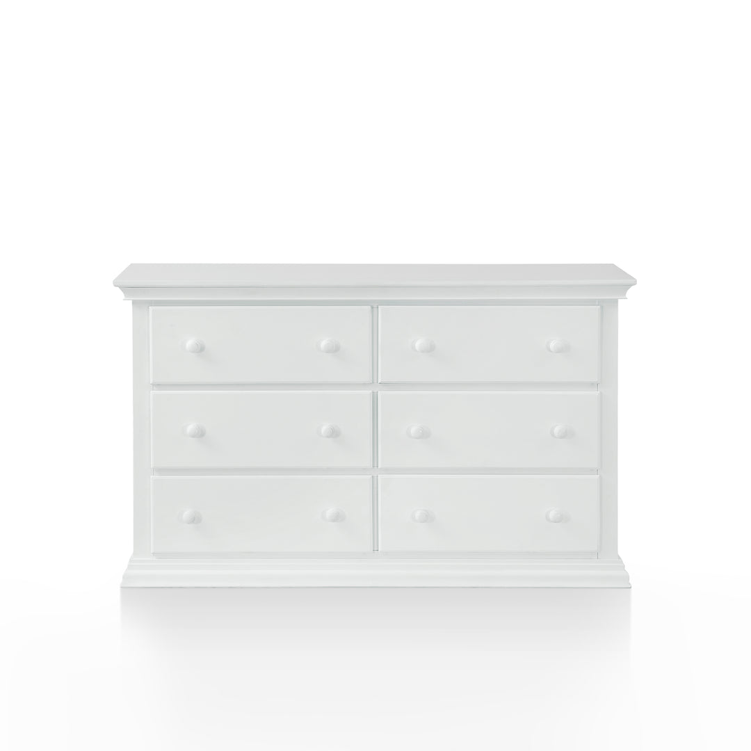 56" White Solid and Manufactured Wood Six Drawer Double Dresser