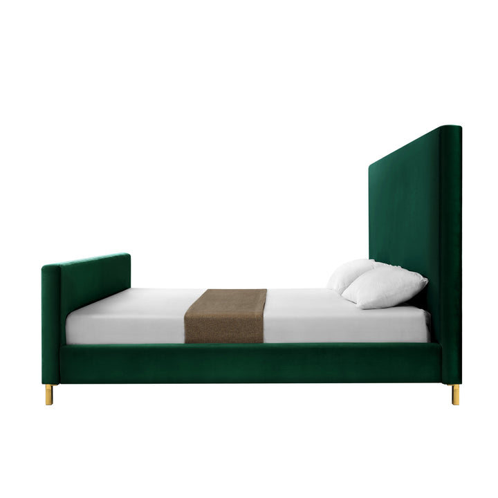 Hunter Green Solid Wood King Upholstered Velvet Bed