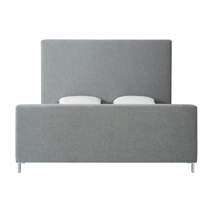 Gray Solid Wood Queen Upholstered Linen Bed