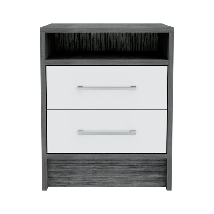 20" Gray Two Drawer Faux Wood Nightstand