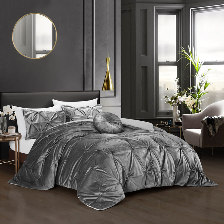 Gray King PolYester 130 Thread Count Washable Down Comforter Set