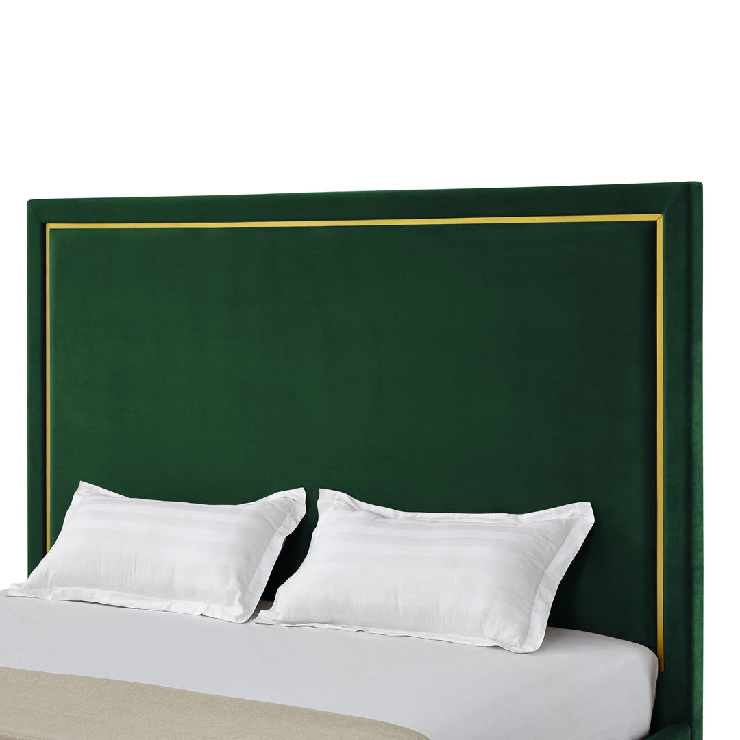 Hunter Green Solid Wood King Upholstered Velvet Bed