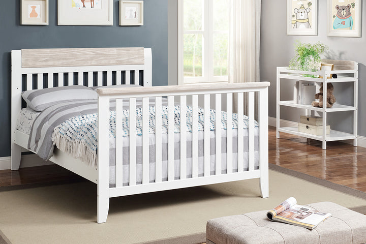 White Solid and Manufactured Wood Standard Four In One Convertible Crib