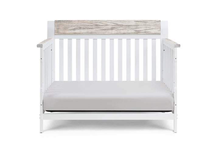 White Solid and Manufactured Wood Standard Four In One Convertible Crib