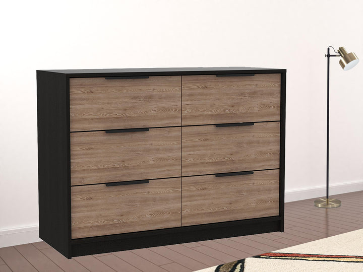 32" Brown and Black Four Drawer Dresser