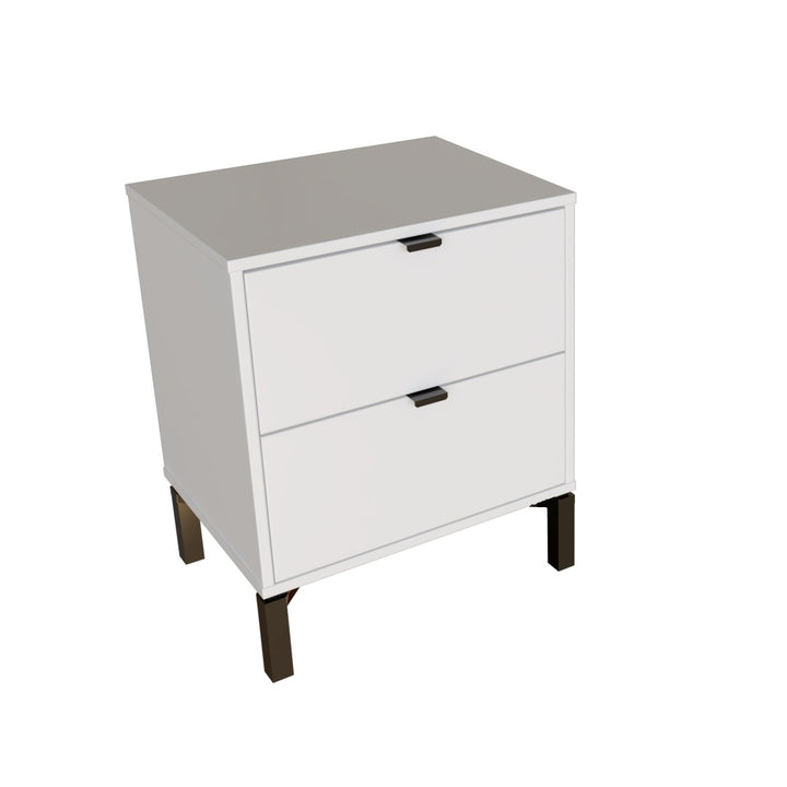 24" White Two Drawer Faux Wood Nightstand