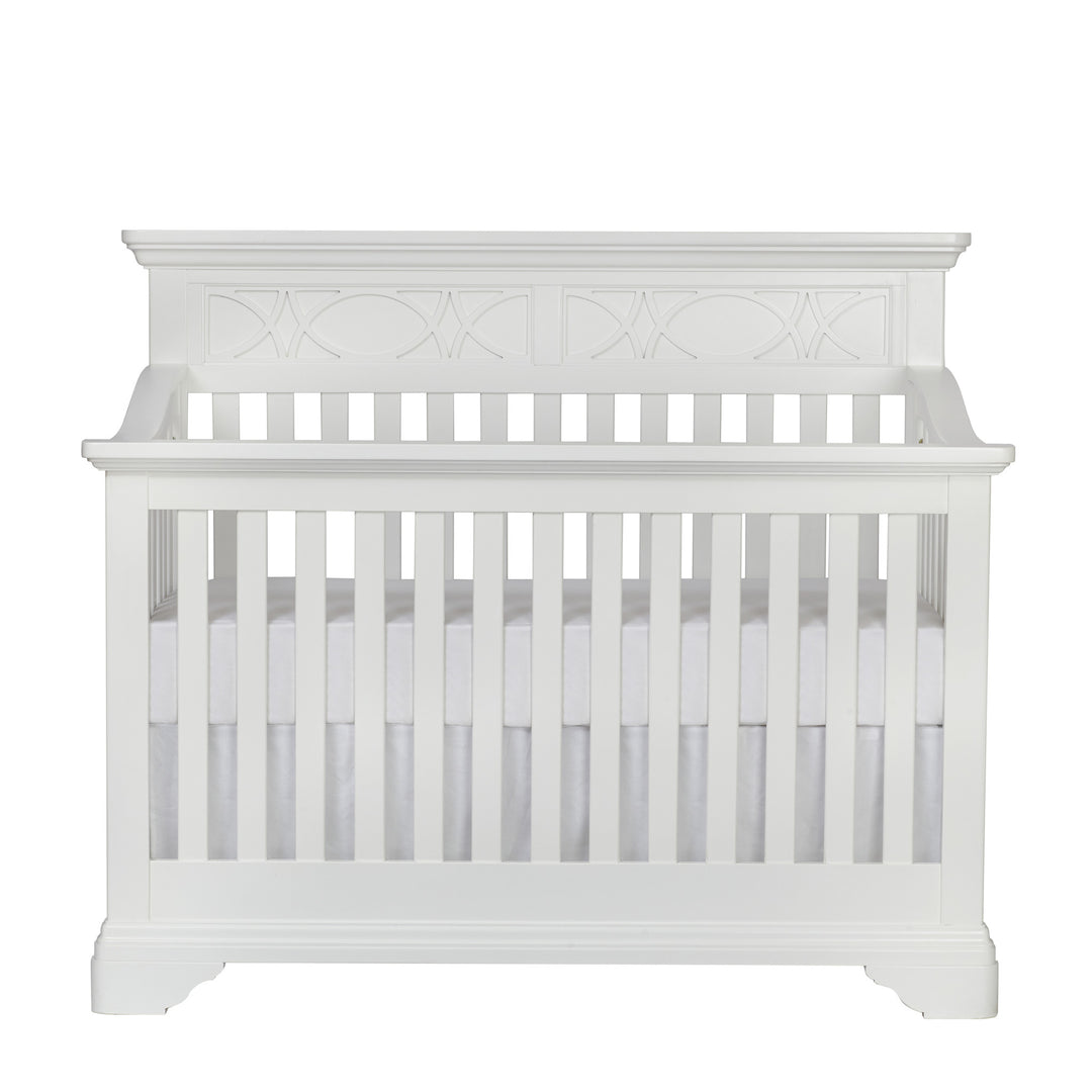 White Solid and Manufactured Wood Standard Four In One Convertible Crib