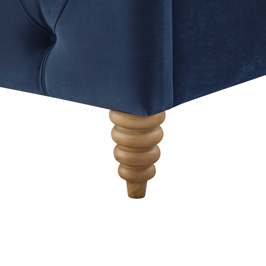 Navy Blue Solid Wood Twin Tufted Upholstered Velvet Bed