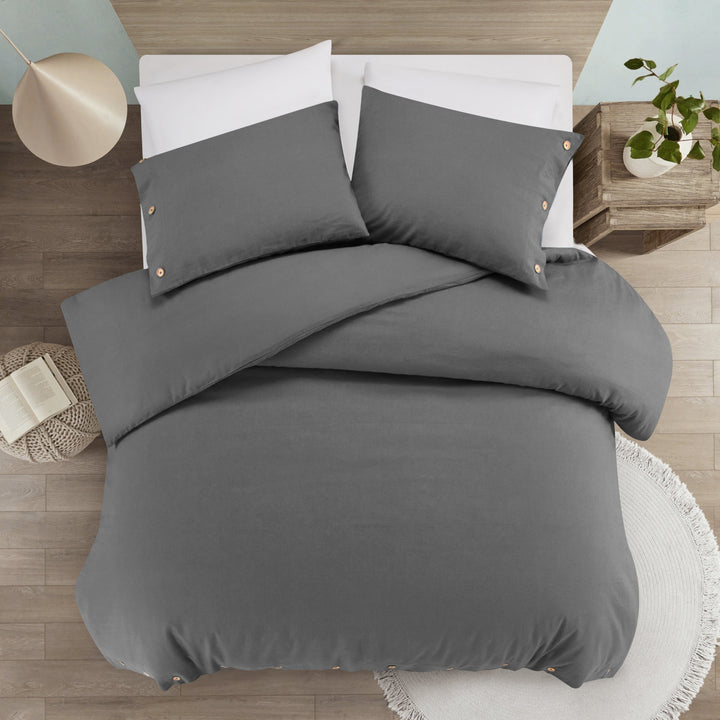 Dark Slate Gray Queen 100% Cotton 180 Thread Count Washable Duvet Cover Set