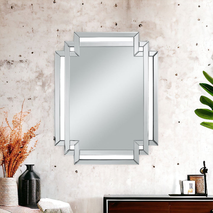 35" Clear Unframed Art Deco Accent Mirror