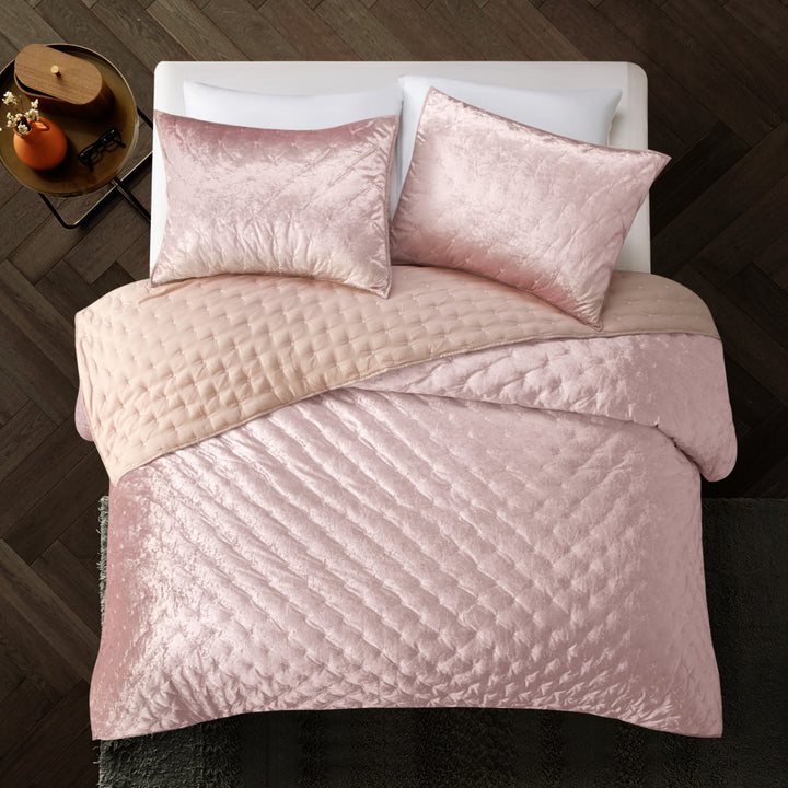 Blush Twin Polyester 220 Thread Count Washable Down Comforter Set