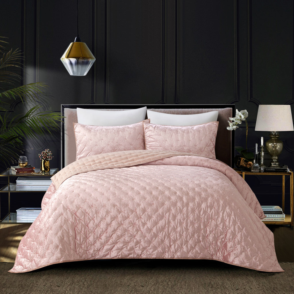 Blush Twin Polyester 220 Thread Count Washable Down Comforter Set