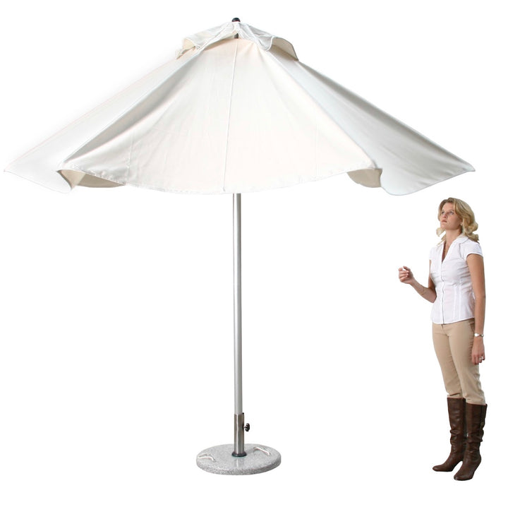 9' White Polyester Round Market Patio Umbrella