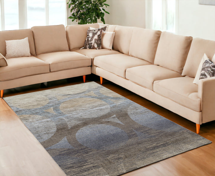 8' x 11' Brown and Beige Abstract Area Rug