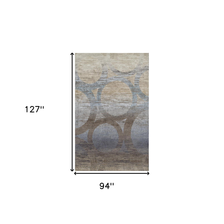 8' x 11' Brown and Beige Abstract Area Rug