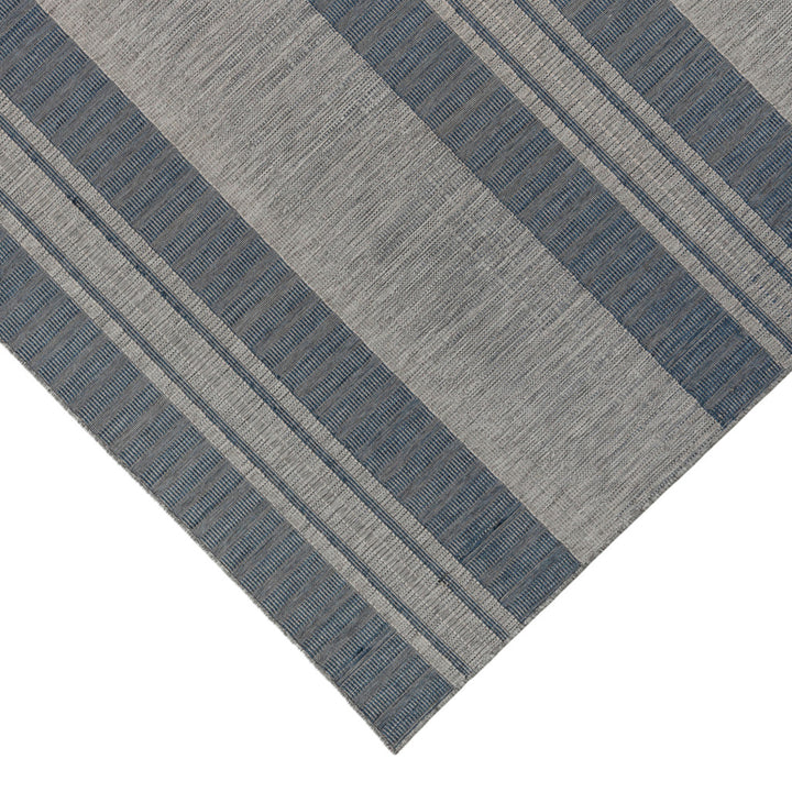 2' x 3' Blue and Gray Striped Stain Resistant Indoor Outdoor Area Rug