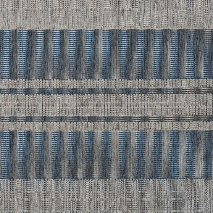 2' x 3' Blue and Gray Striped Stain Resistant Indoor Outdoor Area Rug