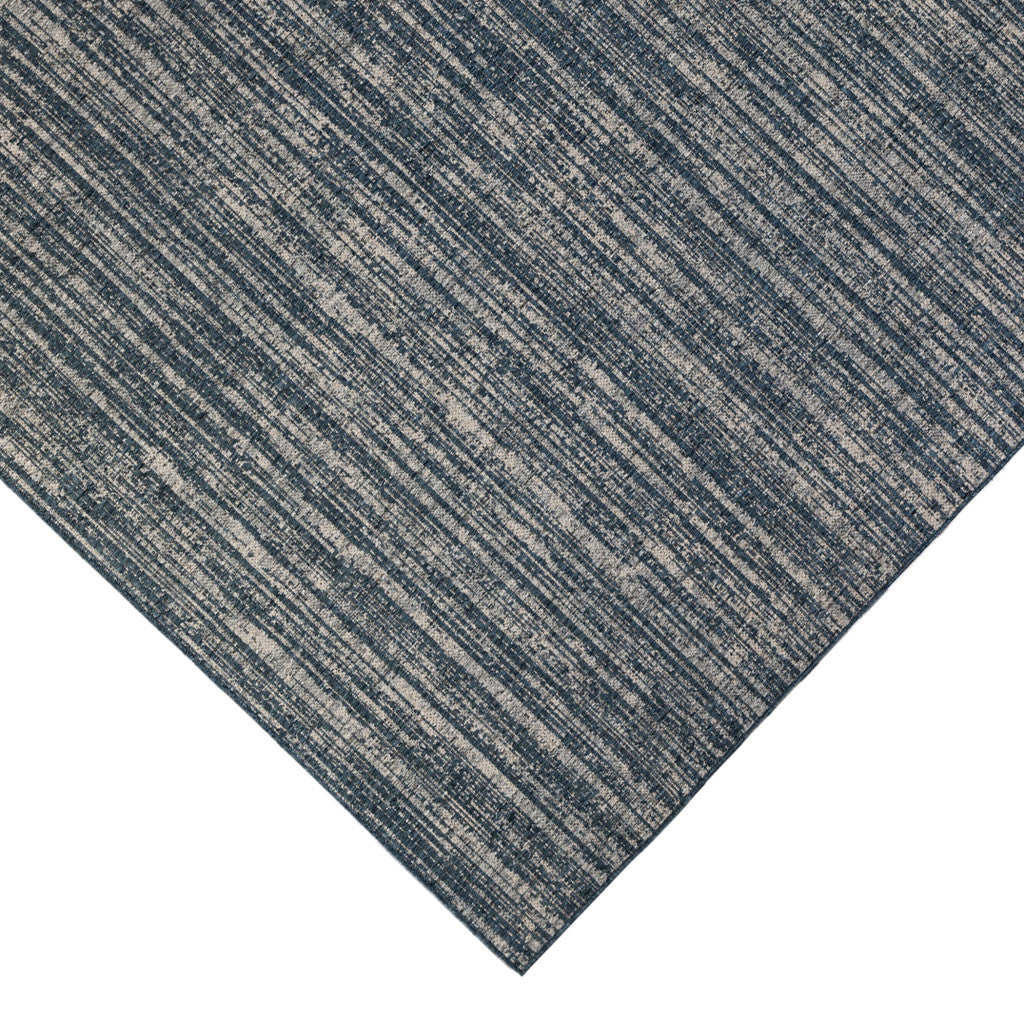 2' x 3' Gray and Blue Striped Stain Resistant Indoor Outdoor Area Rug