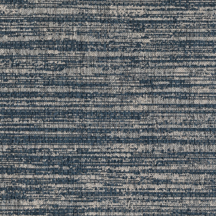 2' x 3' Gray and Blue Striped Stain Resistant Indoor Outdoor Area Rug