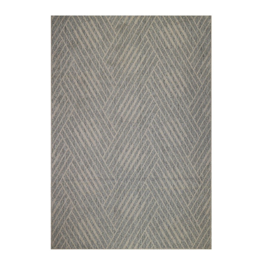 4' x 6' Gray Geometric Stain Resistant Indoor Outdoor Area Rug