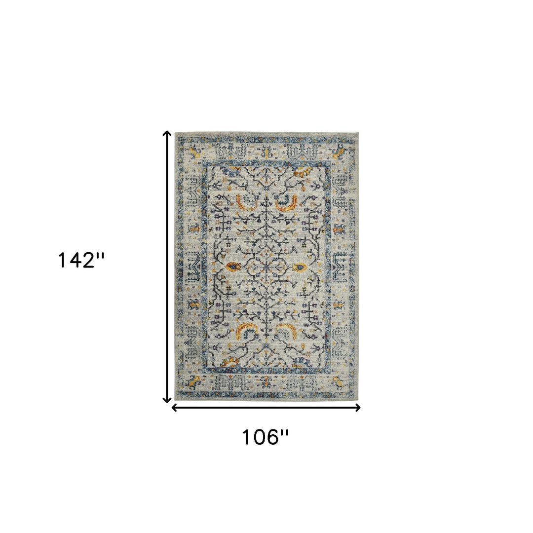 9' x 12' Yellow and Ivory Southwestern Stain Resistant Indoor Outdoor Area Rug