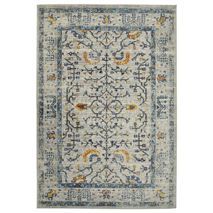 9' x 12' Yellow and Ivory Southwestern Stain Resistant Indoor Outdoor Area Rug