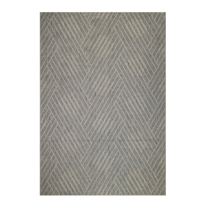 5' x 8' Gray Geometric Stain Resistant Indoor Outdoor Area Rug