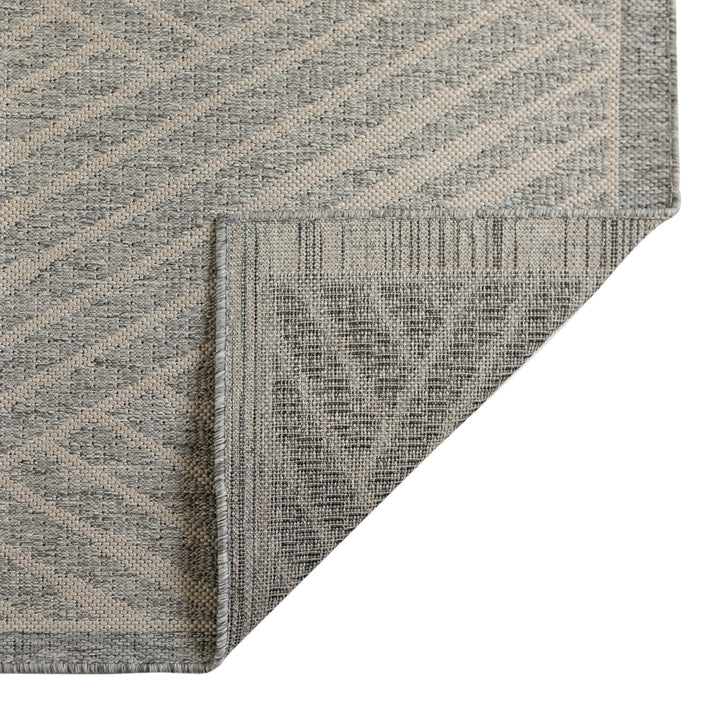 5' x 8' Gray Geometric Stain Resistant Indoor Outdoor Area Rug