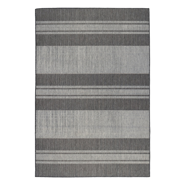 5' x 8' Blue and Gray Striped Stain Resistant Indoor Outdoor Area Rug