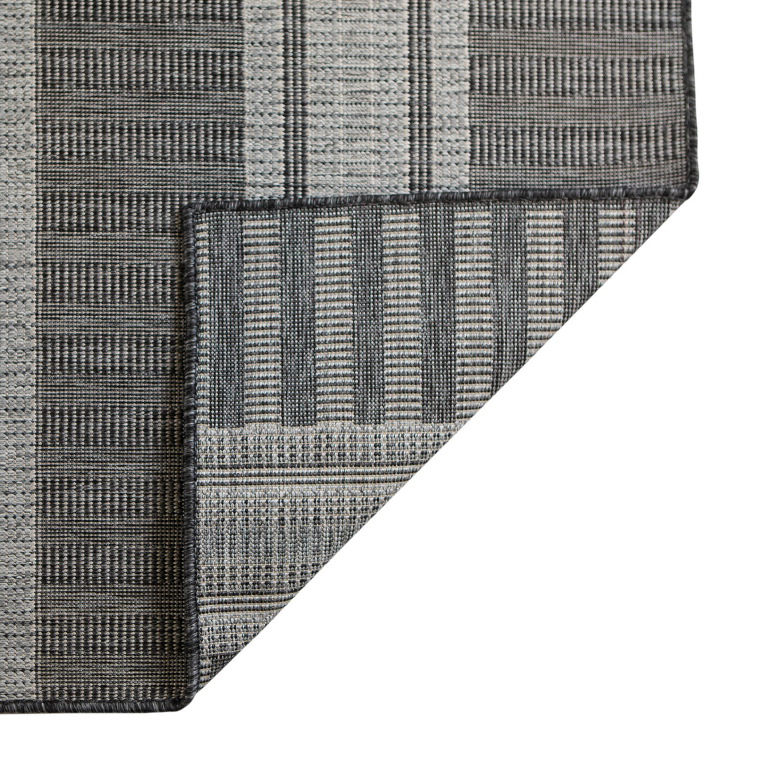 2' x 3' Blue and Gray Striped Stain Resistant Indoor Outdoor Area Rug