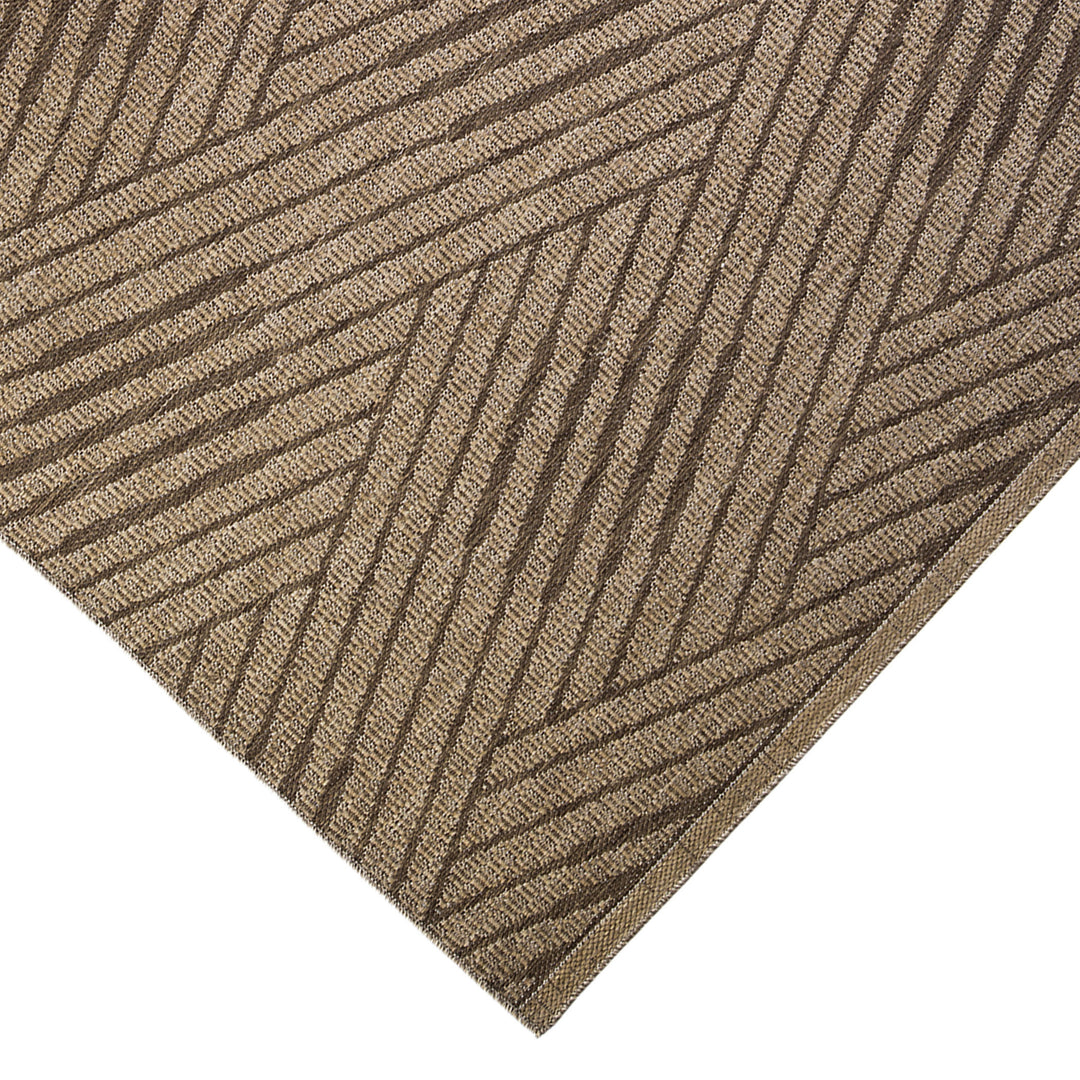 4' x 6' Beige Geometric Stain Resistant Indoor Outdoor Area Rug