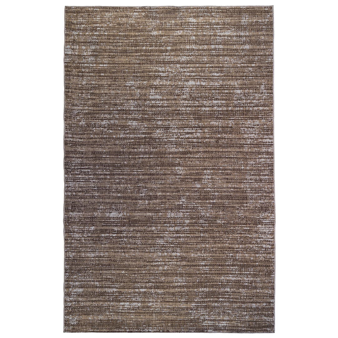 4' x 6' Brown and Ivory Striped Stain Resistant Indoor Outdoor Area Rug