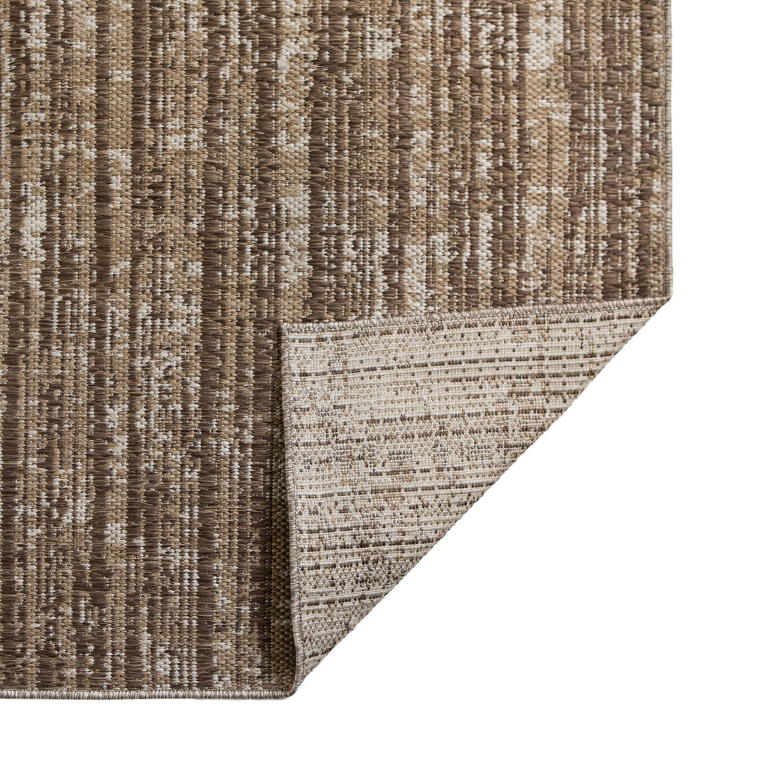 4' x 6' Brown and Ivory Striped Stain Resistant Indoor Outdoor Area Rug