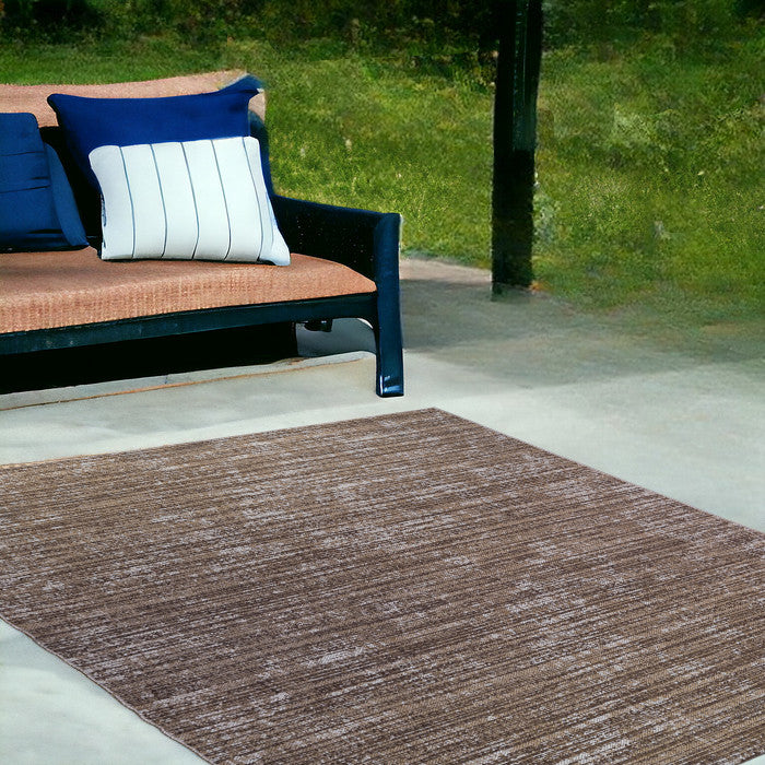 4' x 6' Brown and Ivory Striped Stain Resistant Indoor Outdoor Area Rug