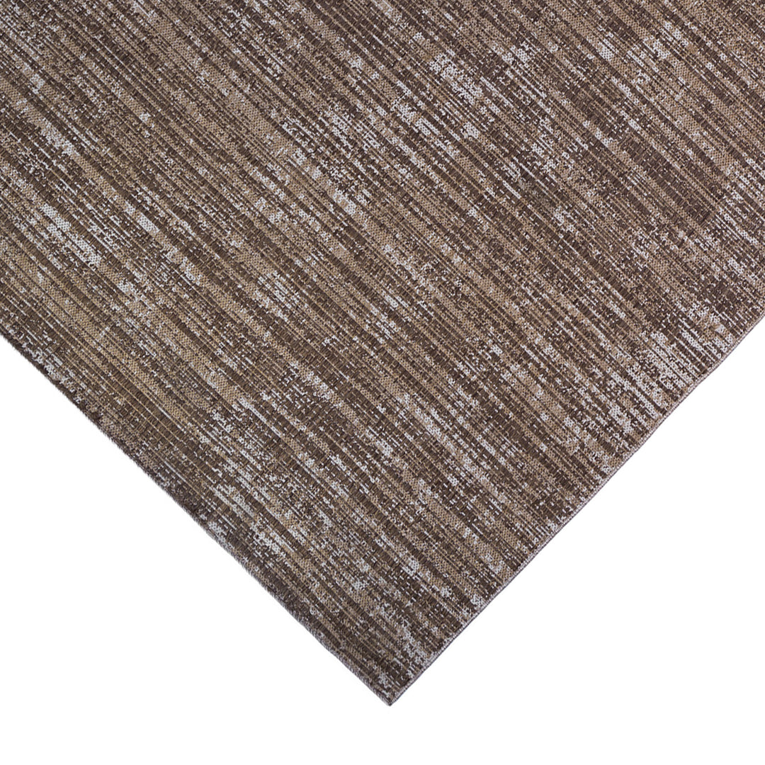 4' x 6' Brown and Ivory Striped Stain Resistant Indoor Outdoor Area Rug