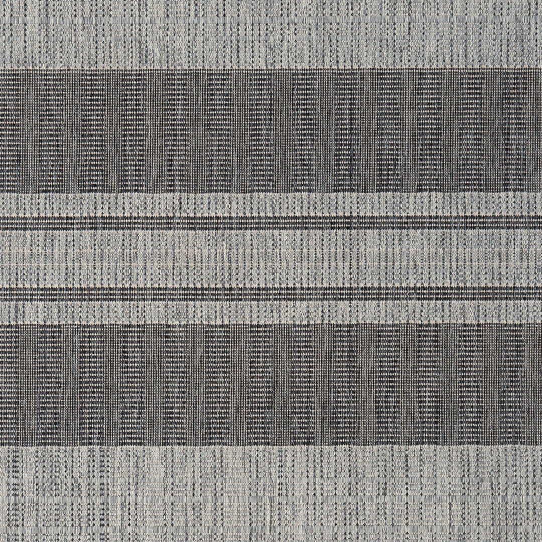 8' Runner Blue and Gray Striped Stain Resistant Indoor Outdoor Runner Rug