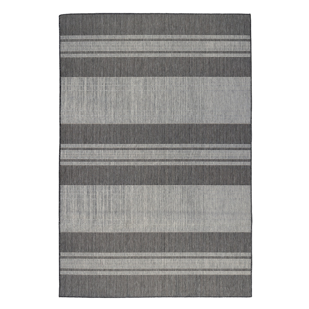 4' x 6' Blue and Gray Striped Stain Resistant Indoor Outdoor Area Rug