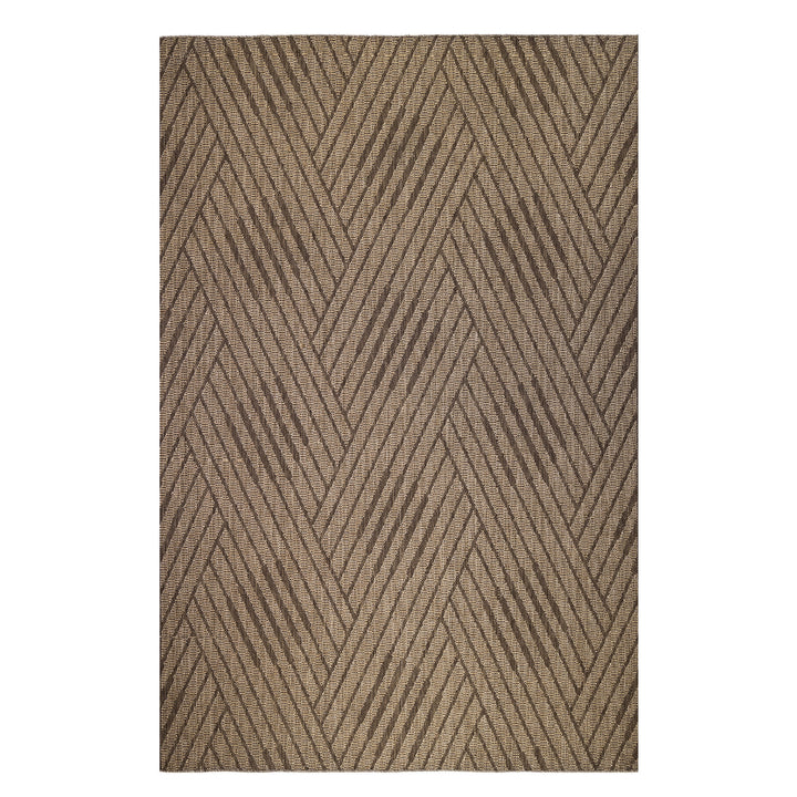 6' x 9' Beige Geometric Stain Resistant Indoor Outdoor Area Rug